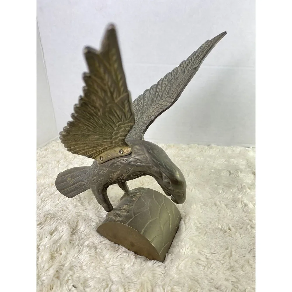 Brass Eagle VTG Perched Pose on Tree 8.5‎ x 8 inches Heavy Offce Home Decor